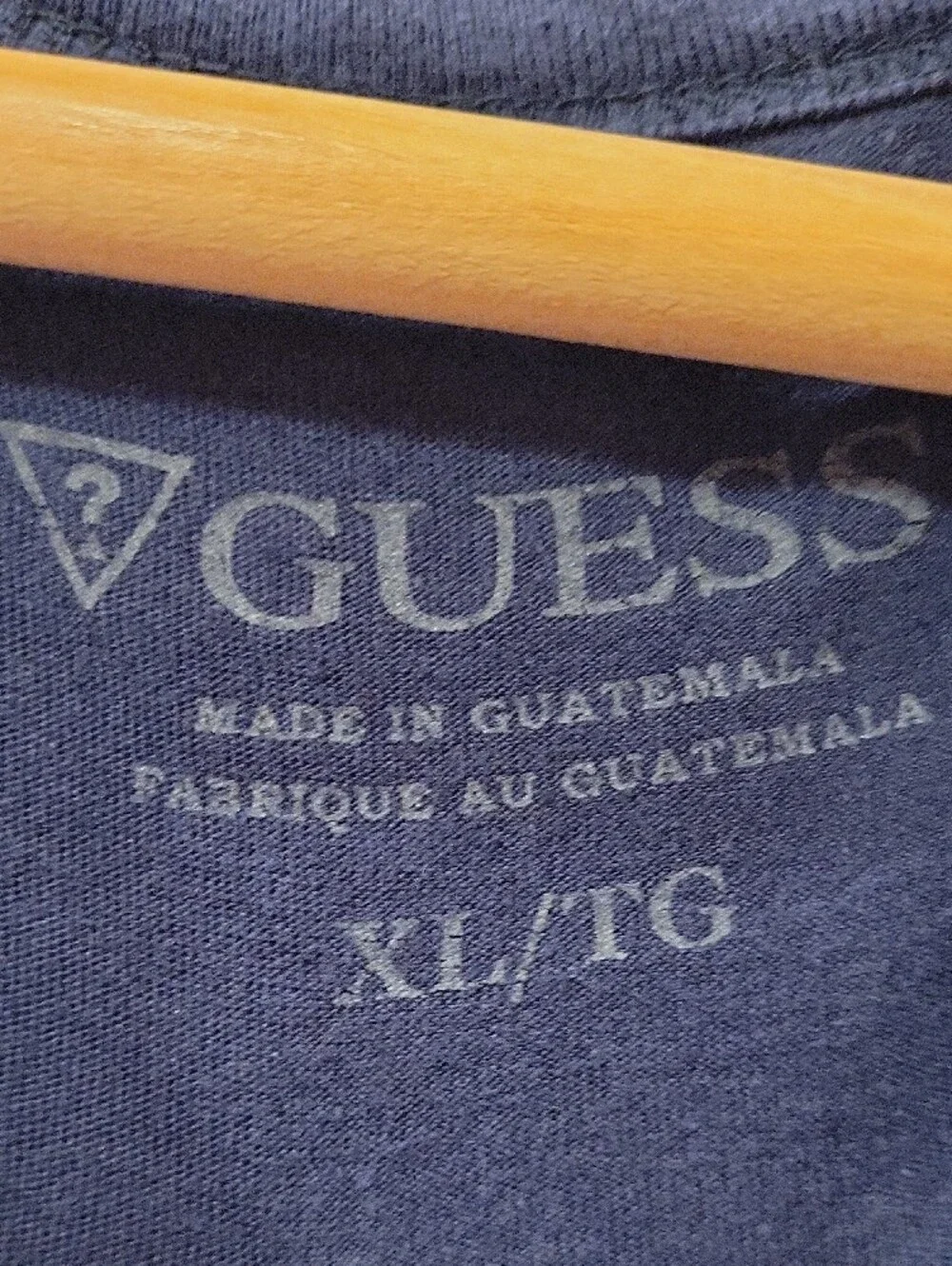 Guess Men's V-Neck Graphic Tee - Navy Blue - Picture 2 of 6